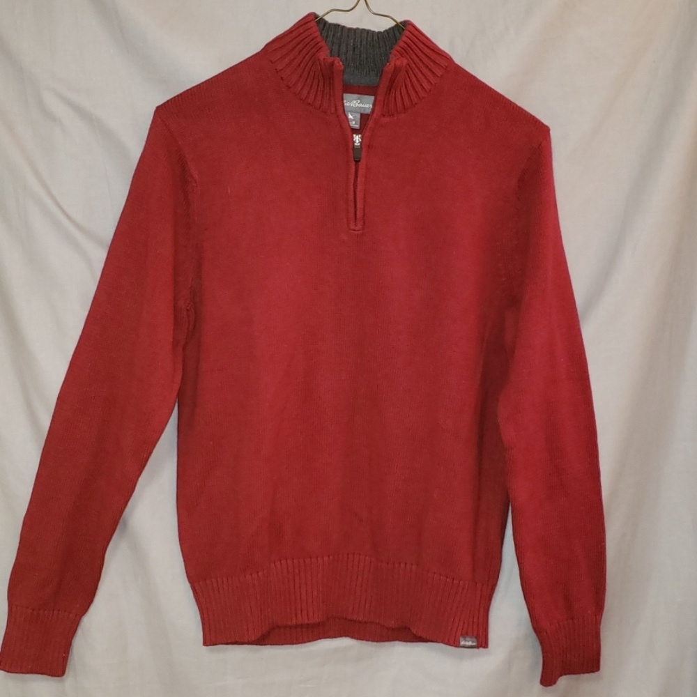 Eddie Bauer knit sweater, zipper neck Red Mens